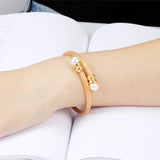 Simulated Pearl Jewelry Women Cable Bangles Bracelet