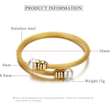 Simulated Pearl Jewelry Women Cable Bangles Bracelet