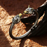 Man's Wolf Stainless Steel Bangle Bracelet BRG-032