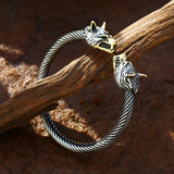 Man's Wolf Stainless Steel Bangle Bracelet BRG-032