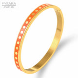 Enamel Wave Point Bangles for Women Stainless Steel Wedding Bracelets