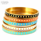 Enamel Wave Point Bangles for Women Stainless Steel Wedding Bracelets