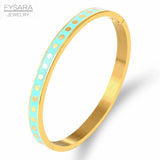 Enamel Wave Point Bangles for Women Stainless Steel Wedding Bracelets