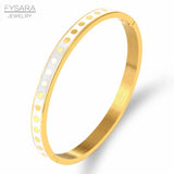 Enamel Wave Point Bangles for Women Stainless Steel Wedding Bracelets