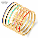 Orange Enamel Bangles Bracelets for Women Stainless Steel Jewelry