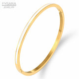 Orange Enamel Bangles Bracelets for Women Stainless Steel Jewelry