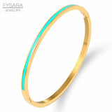 Orange Enamel Bangles Bracelets for Women Stainless Steel Jewelry