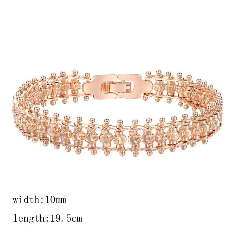 2 Style Women Smooth/Carve Beads Geometric Rose Strand Chains Bracelets