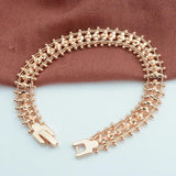 2 Style Women Smooth/Carve Beads Geometric Rose Strand Chains Bracelets