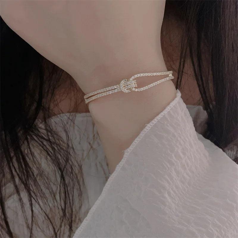 Crystal Double Layer Bracelets Women Jewelry Accessory