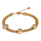 Colorful CZ Stainless Steel Cuban Chain Bracelet Bangle