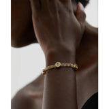 Colorful CZ Stainless Steel Cuban Chain Bracelet Bangle