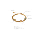 Colorful CZ Stainless Steel Cuban Chain Bracelet Bangle
