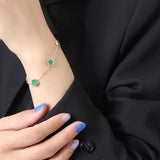 Green Flower Charm Bracelet 18K Acrylic Jewelry Xmas Gift