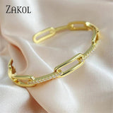 Geometric Hollow Cuff Bangle with Cubic Zircon