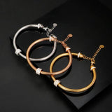 Crystal Snake Chain Rhinestone Bracelet Adjustable Stainless Steel Bangle