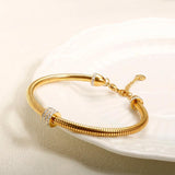 Crystal Snake Chain Rhinestone Bracelet Adjustable Stainless Steel Bangle