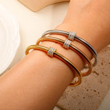 Crystal Snake Chain Rhinestone Bracelet Adjustable Stainless Steel Bangle