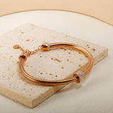 Crystal Snake Chain Rhinestone Bracelet Adjustable Stainless Steel Bangle