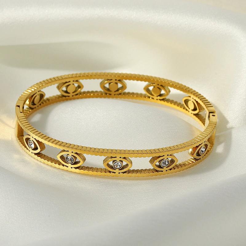 Boho Evil Eye Stainless Steel Bangles Bracelet for Women