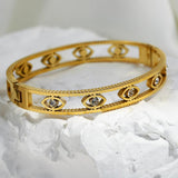 Boho Evil Eye Stainless Steel Bangles Bracelet for Women