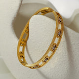 Boho Evil Eye Stainless Steel Bangles Bracelet for Women