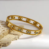 Boho Evil Eye Stainless Steel Bangles Bracelet for Women