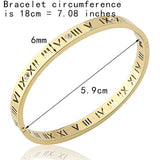 Titanium Steel Crystal Bangles Roman Numerals Women's Bracelet