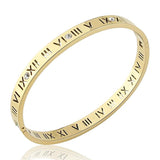 Titanium Steel Crystal Bangles Roman Numerals Women's Bracelet