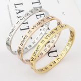 Titanium Steel Crystal Bangles Roman Numerals Women's Bracelet