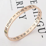 Titanium Steel Crystal Bangles Roman Numerals Women's Bracelet