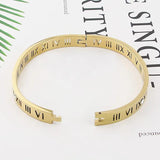 Titanium Steel Crystal Bangles Roman Numerals Women's Bracelet