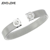 Rhinestone Bangle Open Cuff Roman Numerals Bracelet Stainless Steel Women