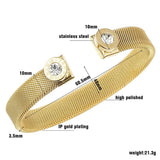 Rhinestone Bangle Open Cuff Roman Numerals Bracelet Stainless Steel Women