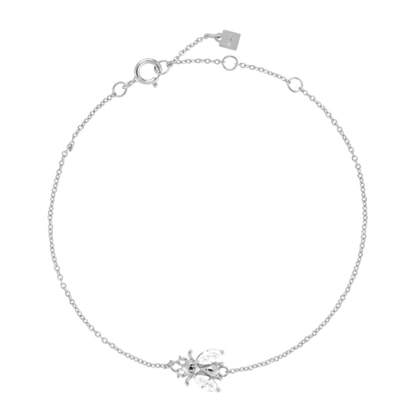 925 Sterling Silver Clear Bees Bracelet CZ Bangle Jewelry Gift