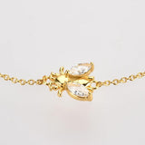 925 Sterling Silver Clear Bees Bracelet CZ Bangle Jewelry Gift