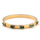 Stainless Steel CZ Charm Bracelet Bangle for Women Green Crystal Cuff