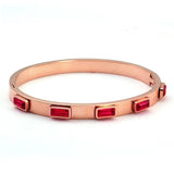 Stainless Steel CZ Charm Bracelet Bangle for Women Green Crystal Cuff