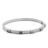 Stainless Steel CZ Charm Bracelet Bangle for Women Green Crystal Cuff