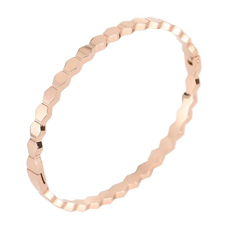 Honeycomb Hexagon Geometric Bangle Bracelet Titanium Steel