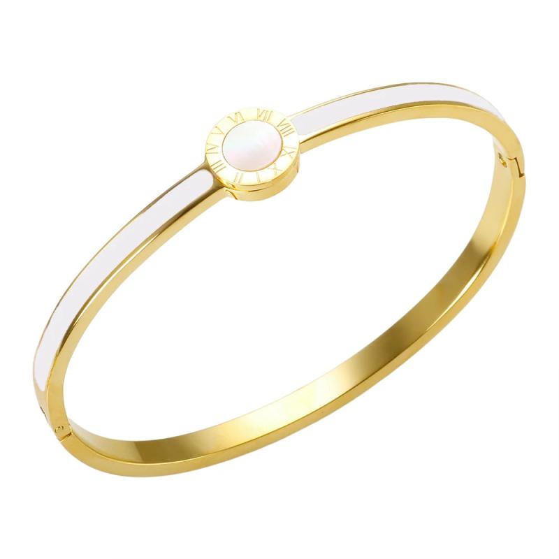 Colorful Enamel Shell Bangle for Women