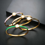 Colorful Enamel Shell Bangle for Women