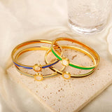 Colorful Enamel Shell Bangle for Women