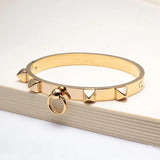 Punk Stainless Steel Rivets Charm Bracelets Circle Cuff bangles
