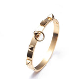 Punk Stainless Steel Rivets Charm Bracelets Circle Cuff bangles