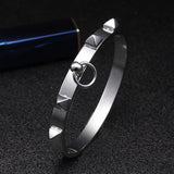 Punk Stainless Steel Rivets Charm Bracelets Circle Cuff bangles
