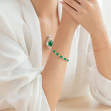 14K Rose Emerald Gem Bracelet Women's Gift