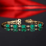 14K Rose Emerald Gem Bracelet Women's Gift
