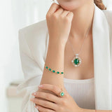 14K Rose Emerald Gem Bracelet Women's Gift