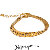 Stainless Steel Chain Polished Wrist Bracelet Bangle 18K PVD Plated